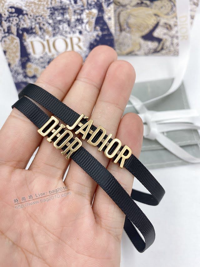 Dior飾品 迪奧經典熱銷款黑繩絲帶字母款項鏈手鏈  zgd1076